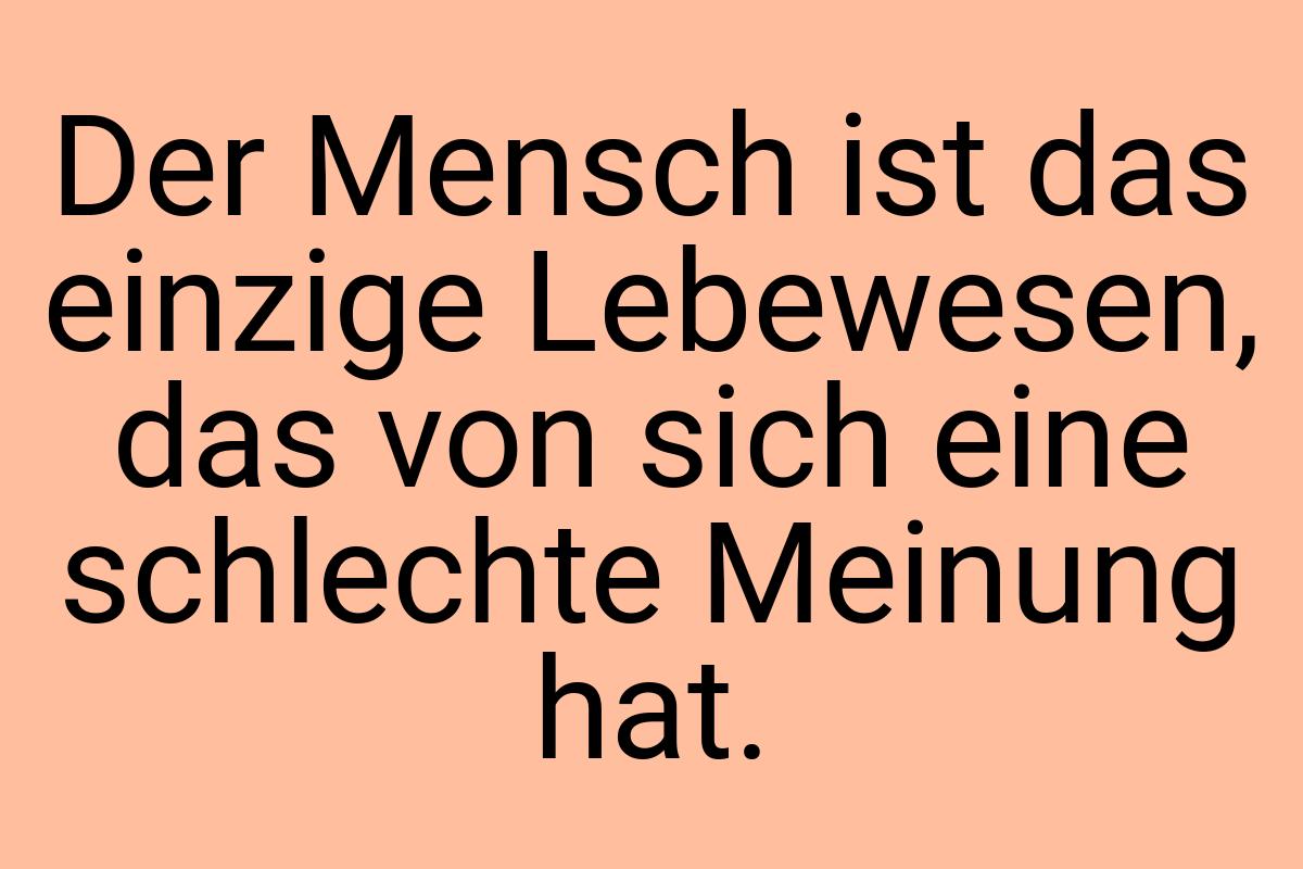 Der Mensch ist das einzige Lebewesen, das von sich eine