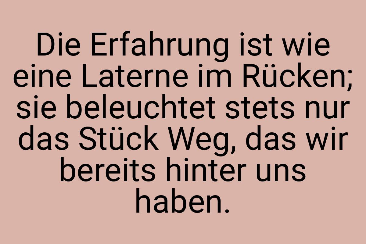 Die Erfahrung ist wie eine Laterne im Rücken; sie