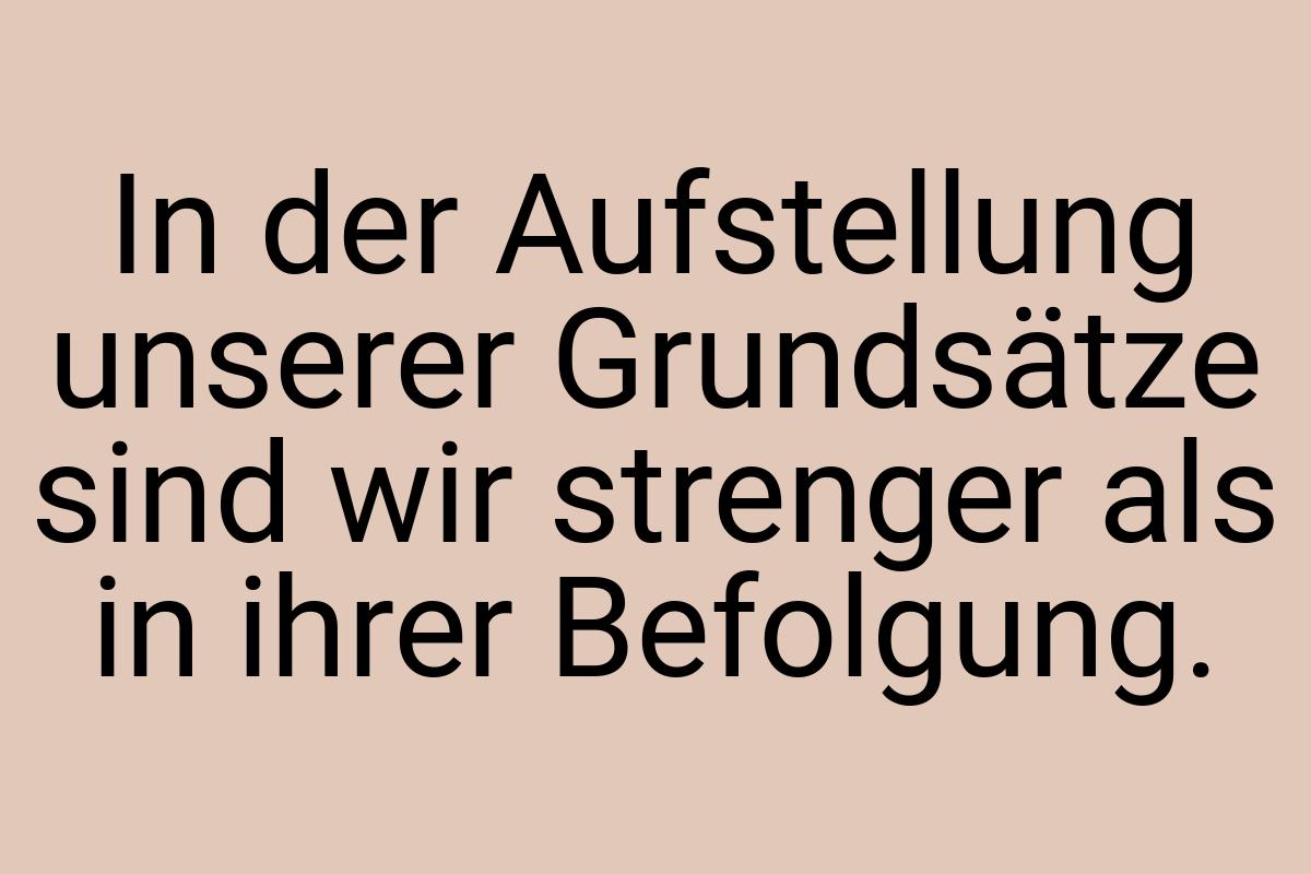 In der Aufstellung unserer Grundsätze sind wir strenger als