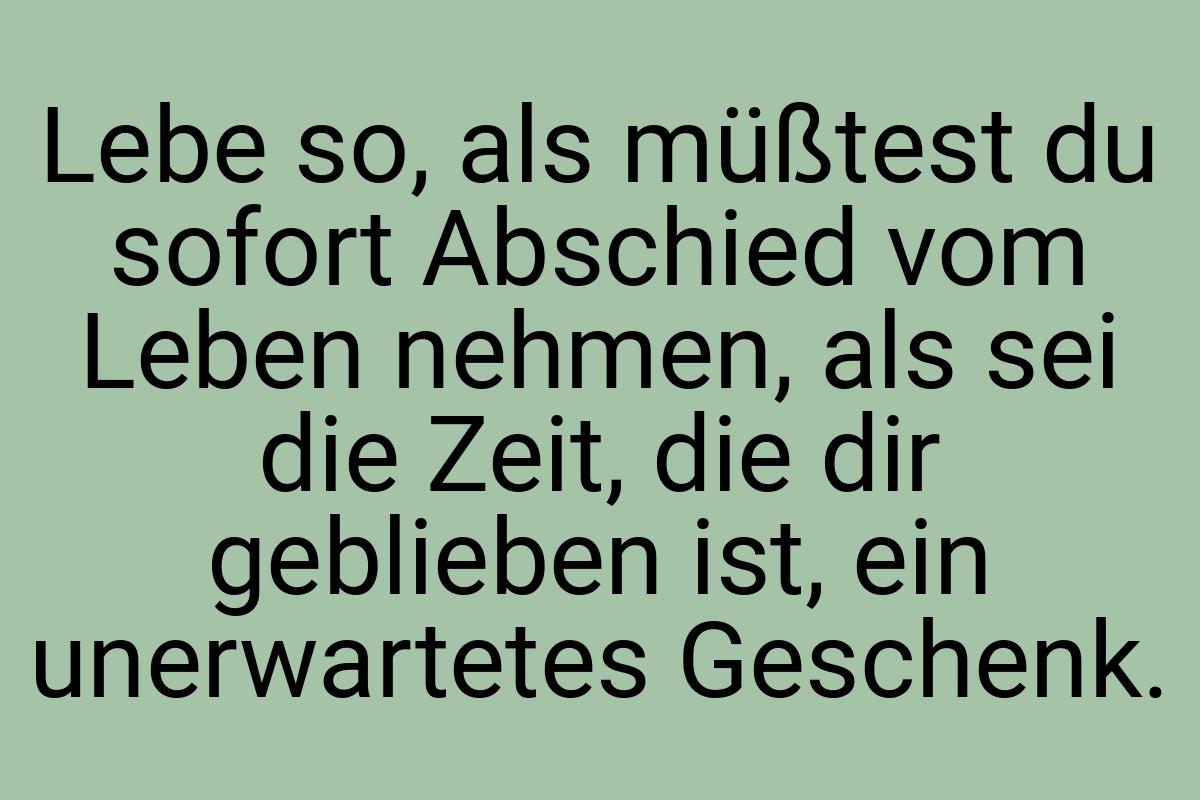 Lebe so, als müßtest du sofort Abschied vom Leben nehmen