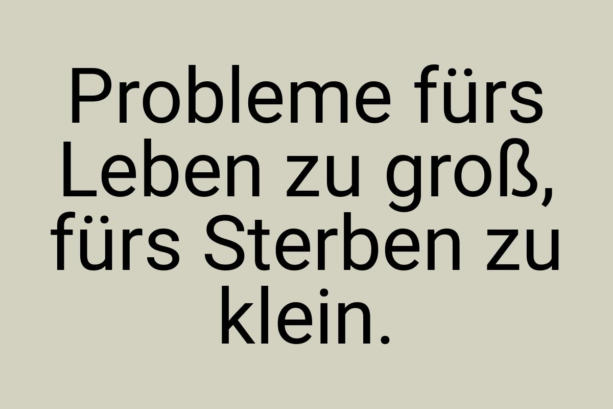 Probleme fürs Leben zu groß, fürs Sterben zu klein