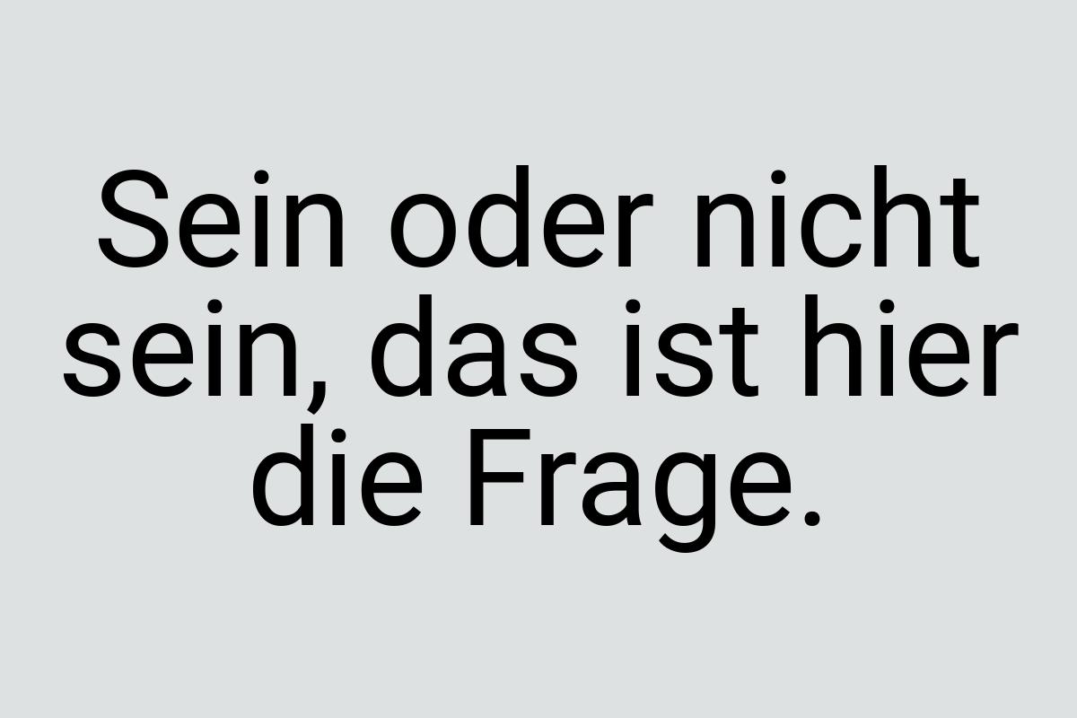 Sein oder nicht sein, das ist hier die Frage