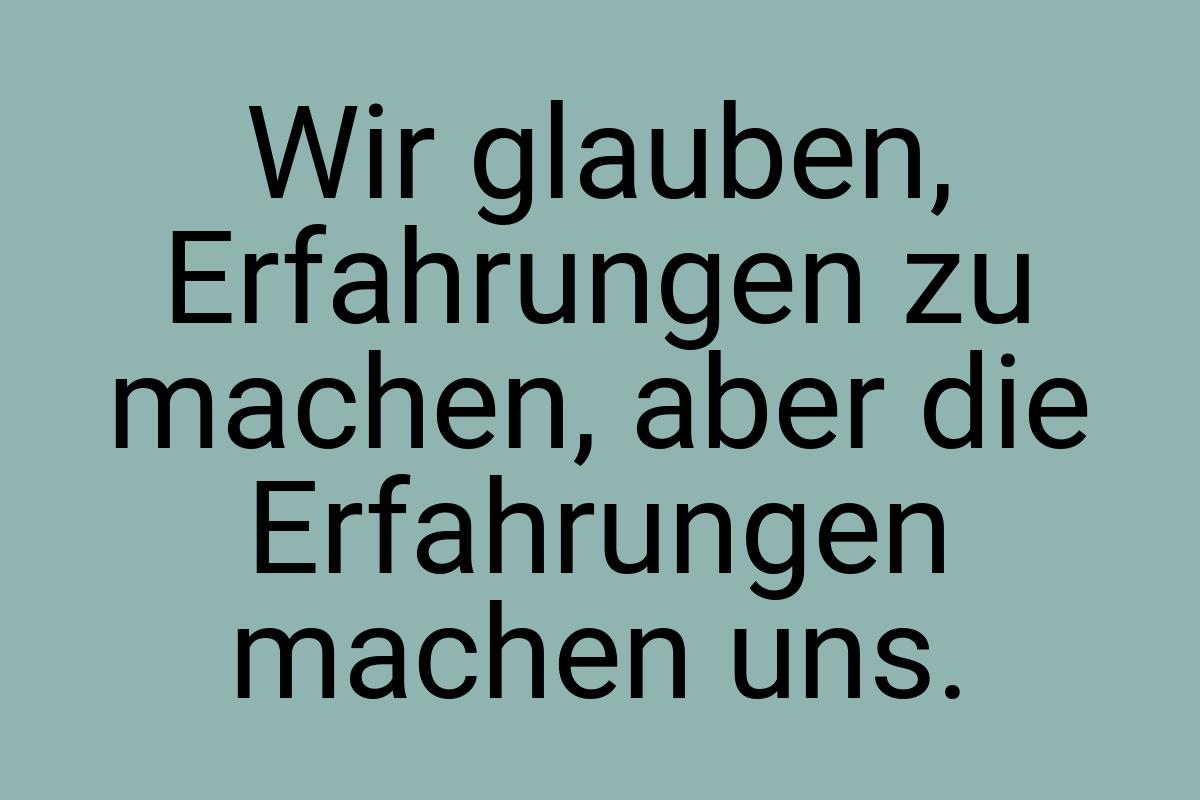 Wir glauben, Erfahrungen zu machen, aber die Erfahrungen