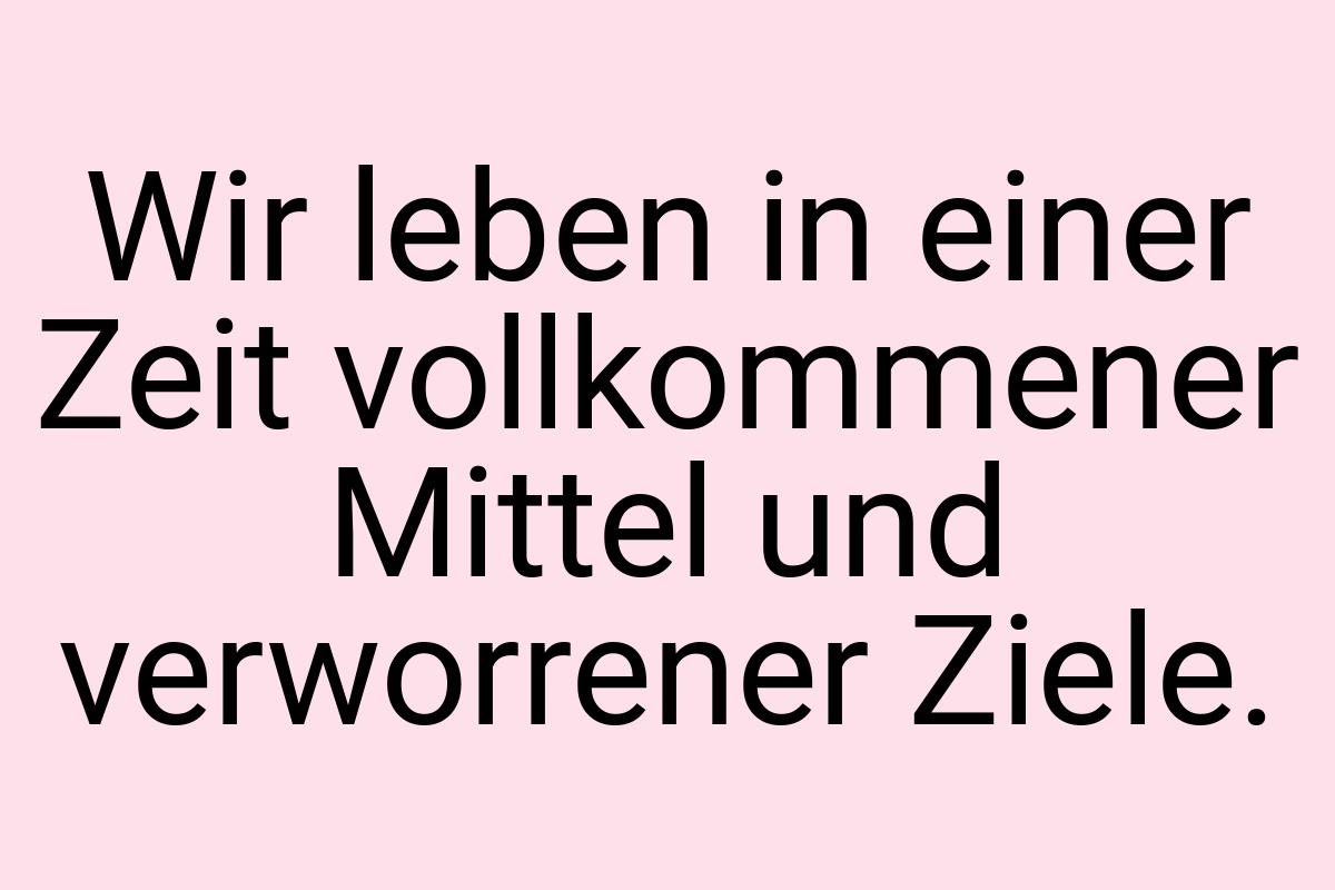 Wir leben in einer Zeit vollkommener Mittel und verworrener