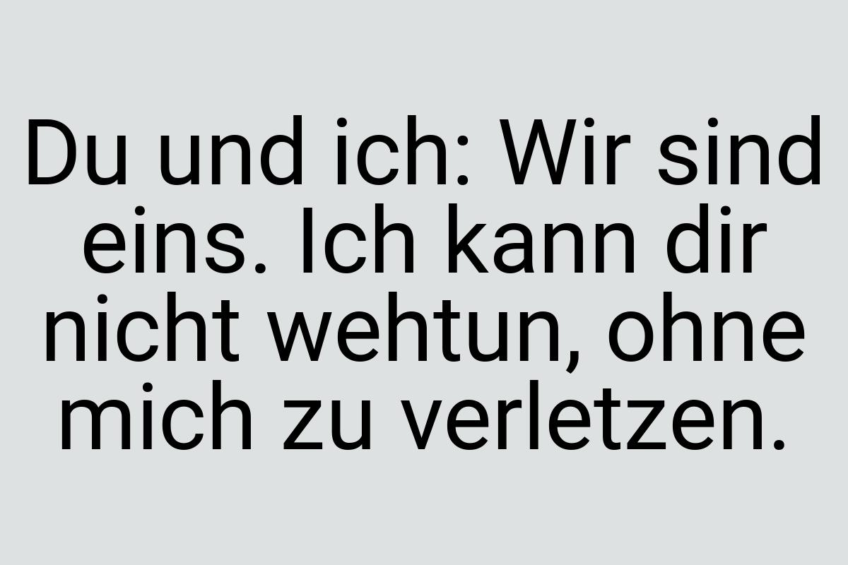 Du und ich: Wir sind eins. Ich kann dir nicht wehtun, ohne