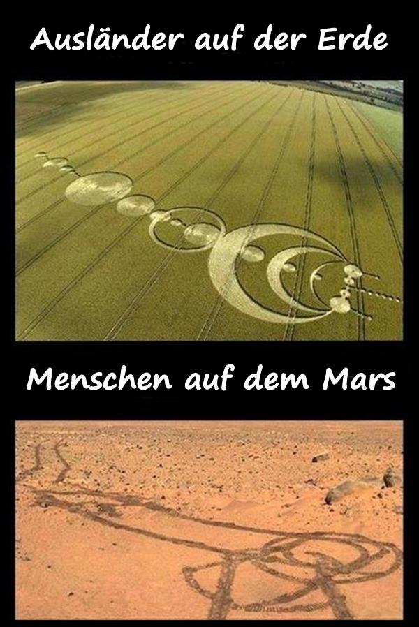 Ausländer auf der Erde und Menschen auf dem Mars