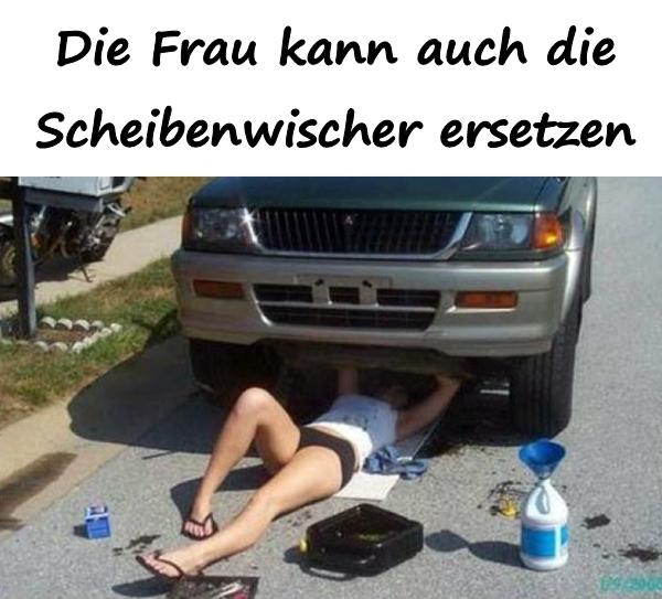 Die Frau kann auch die Scheibenwischer ersetzen