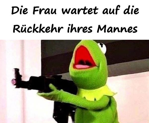 Die Frau wartet auf die Rückkehr ihres Mannes