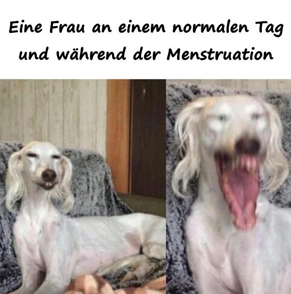 Eine Frau an einem normalen Tag und während der Menstruation