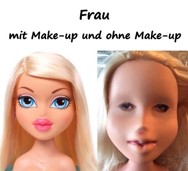 Eine Frau mit Make-up und ohne Make-up