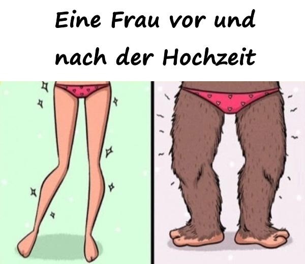 Eine Frau vor und nach der Hochzeit