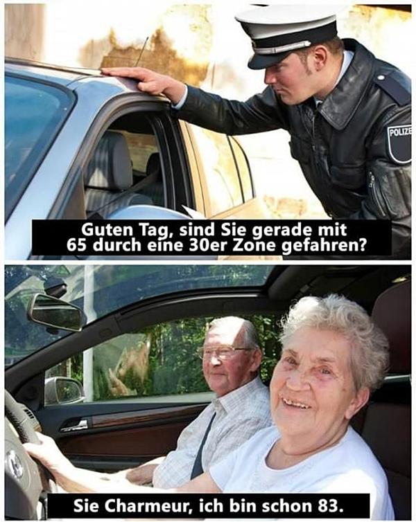 Guten Tag, sind Sie gerade mit 65 durch ein 30er Zone