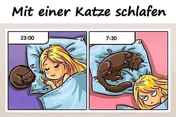 Mit einer Katze schlafen