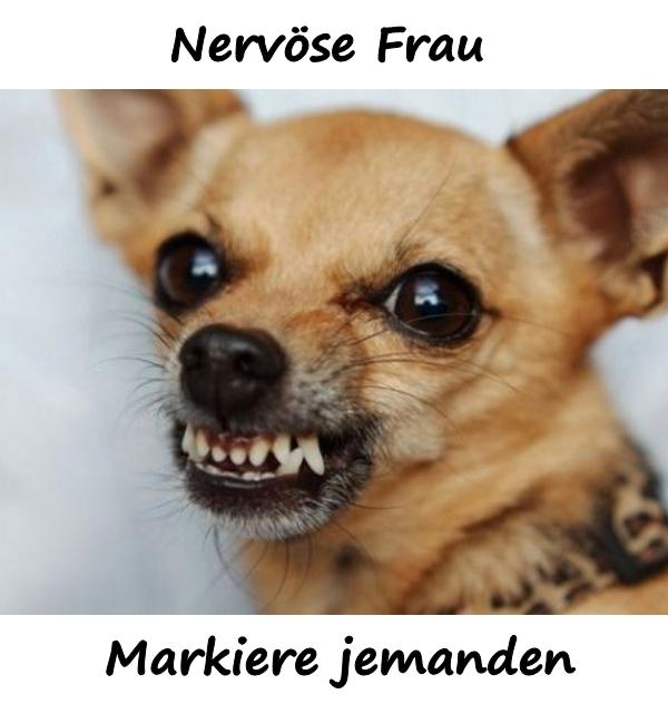 Nervöse Frau. Markiere jemanden