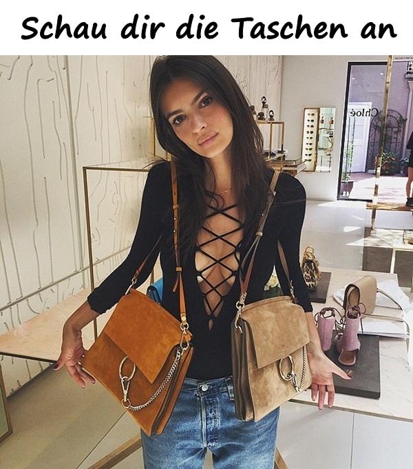 Schau dir die Taschen an