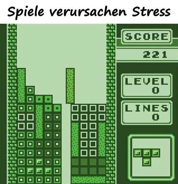 Spiele verursachen Stress