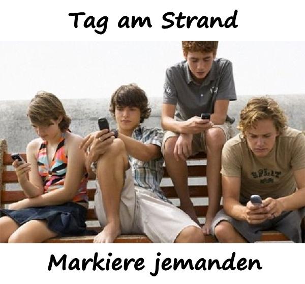 Tag am Strand. Markiere jemanden