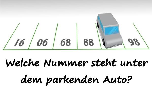 Welche Nummer steht unter dem parkenden Auto