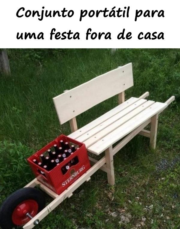 Conjunto portátil para uma festa fora de casa