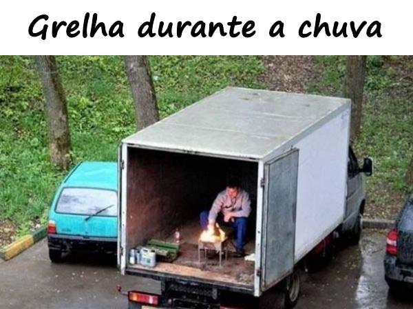 Grelha durante a chuva