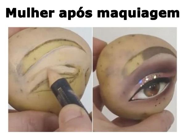 Mulher após maquiagem