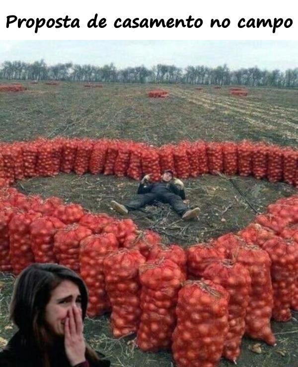 Proposta de casamento no campo