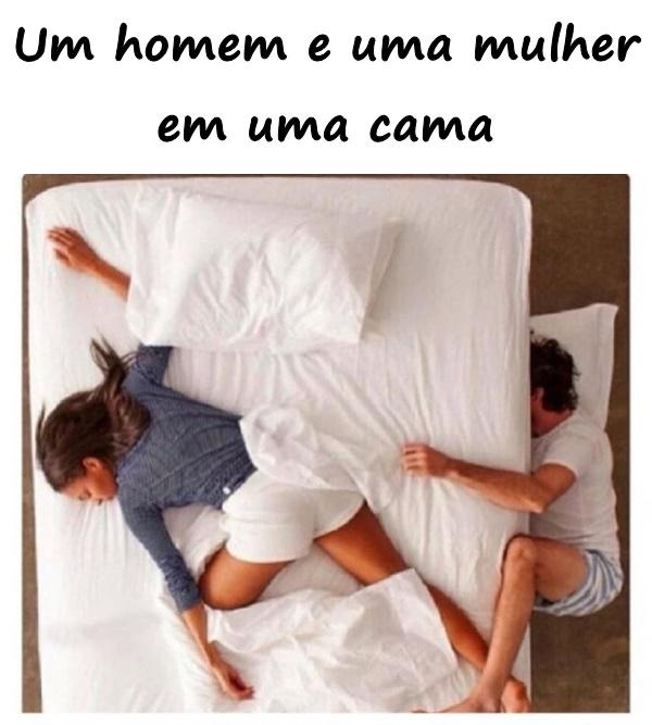 Um homem e uma mulher em uma cama