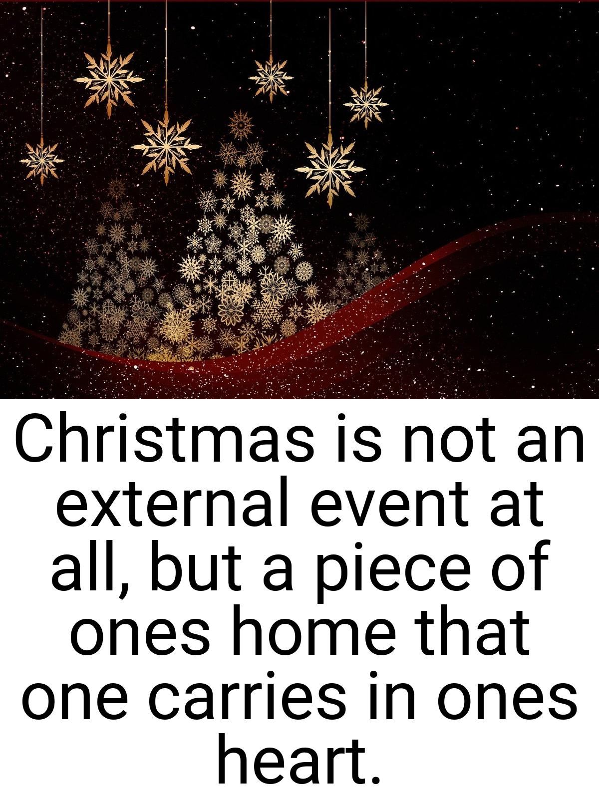 Christmas is not an external event at all, but a piece of