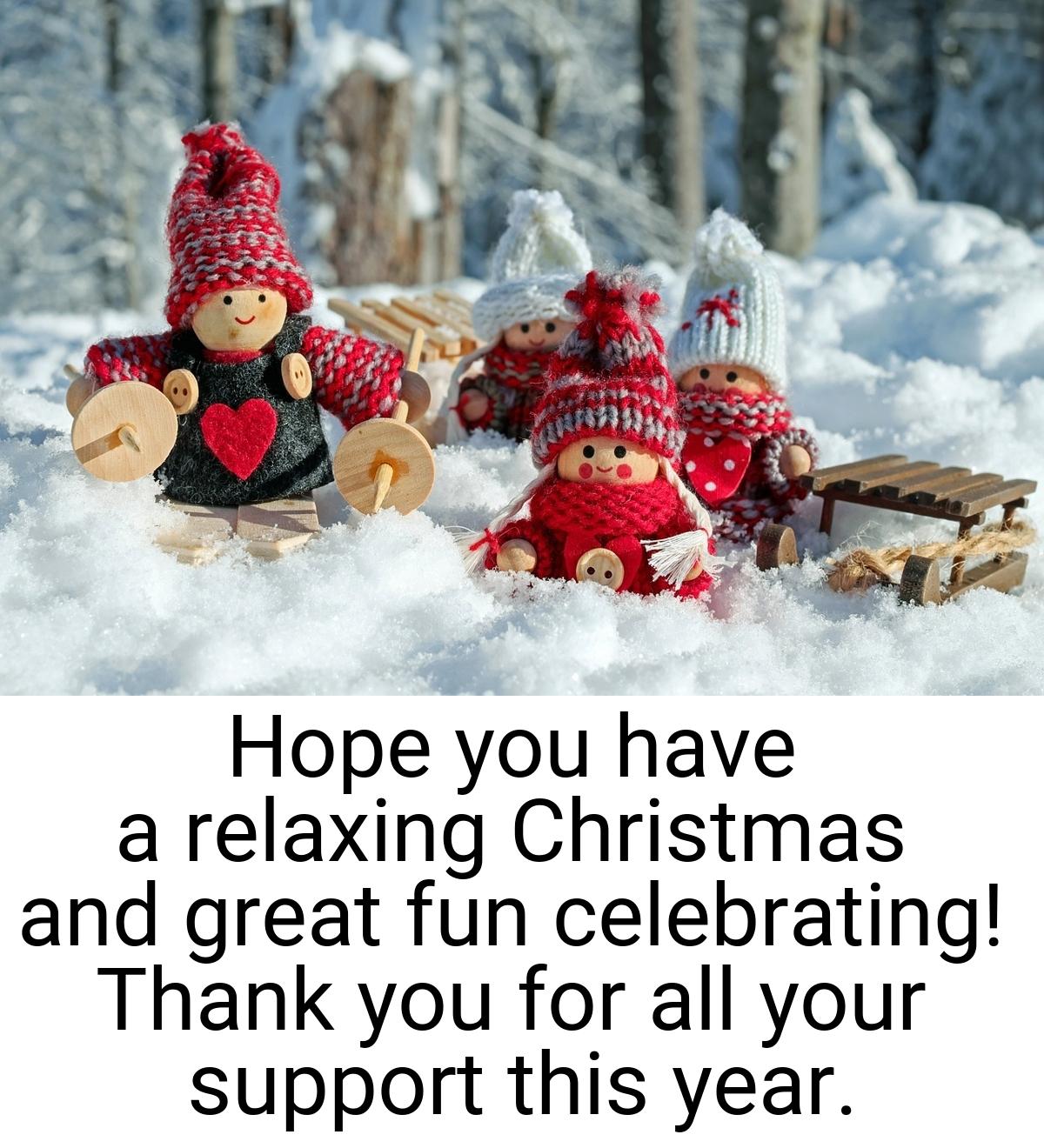 Hope you have a relaxing Christmas and great fun