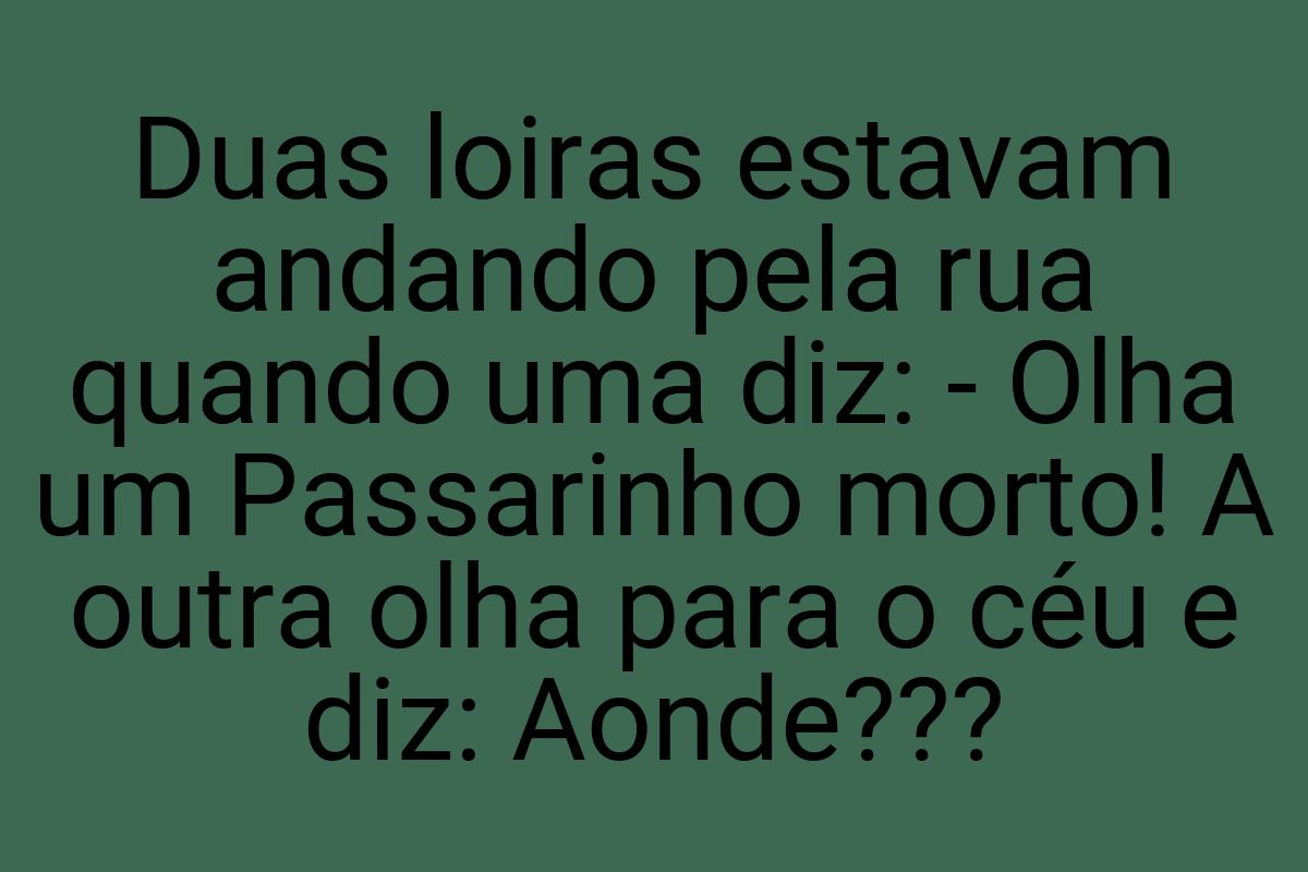 Duas loiras estavam andando pela rua quando uma diz: - Olha