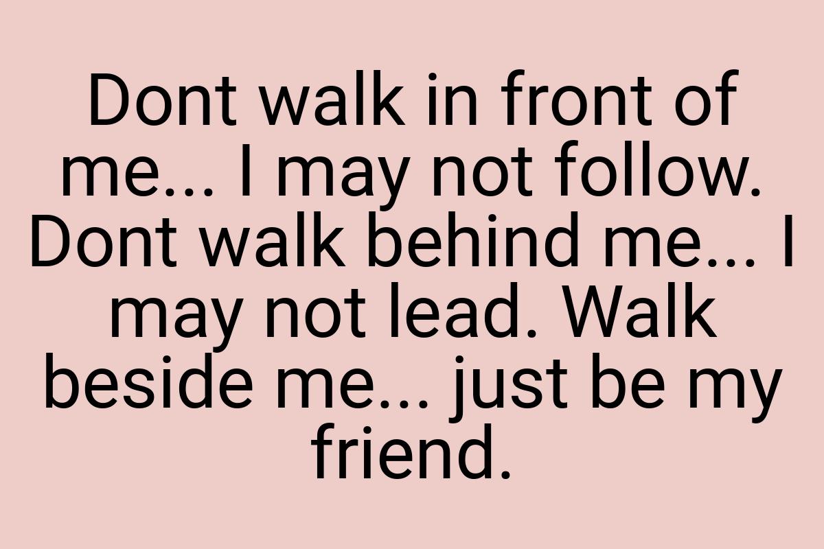 Dont walk in front of me... I may not follow. Dont walk