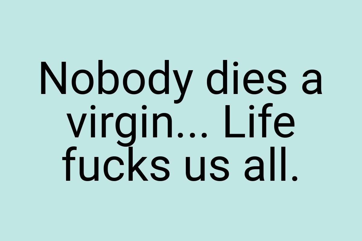 Nobody dies a virgin... Life fucks us all