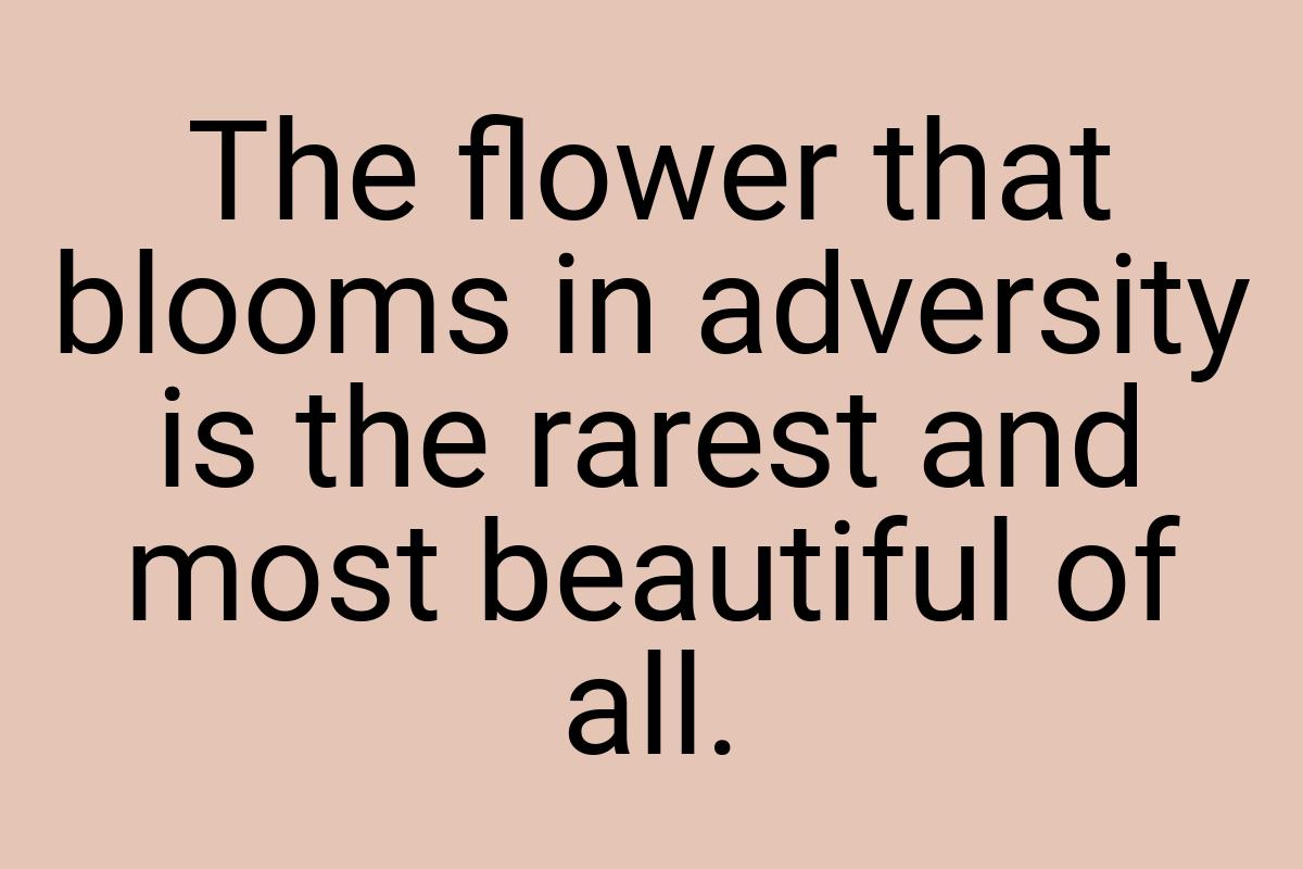 The flower that blooms in adversity is the rarest and most