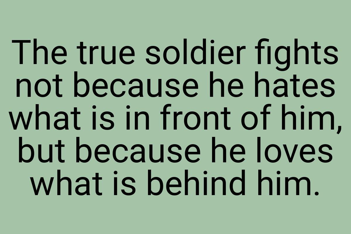 The true soldier fights not because he hates what is in