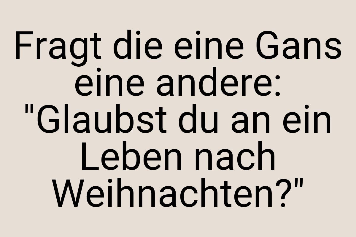 Fragt die eine Gans eine andere: "Glaubst du an ein Leben