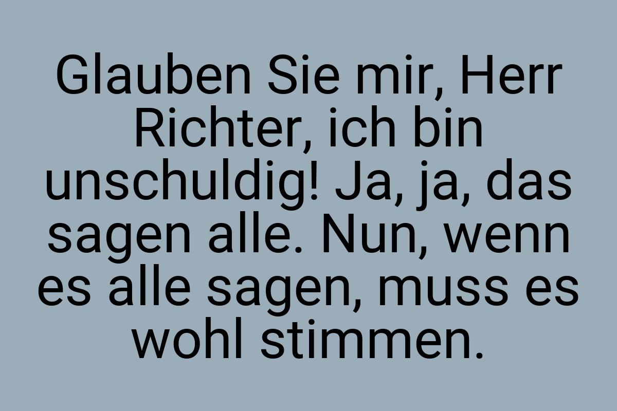 Glauben Sie mir, Herr Richter, ich bin unschuldig! Ja, ja