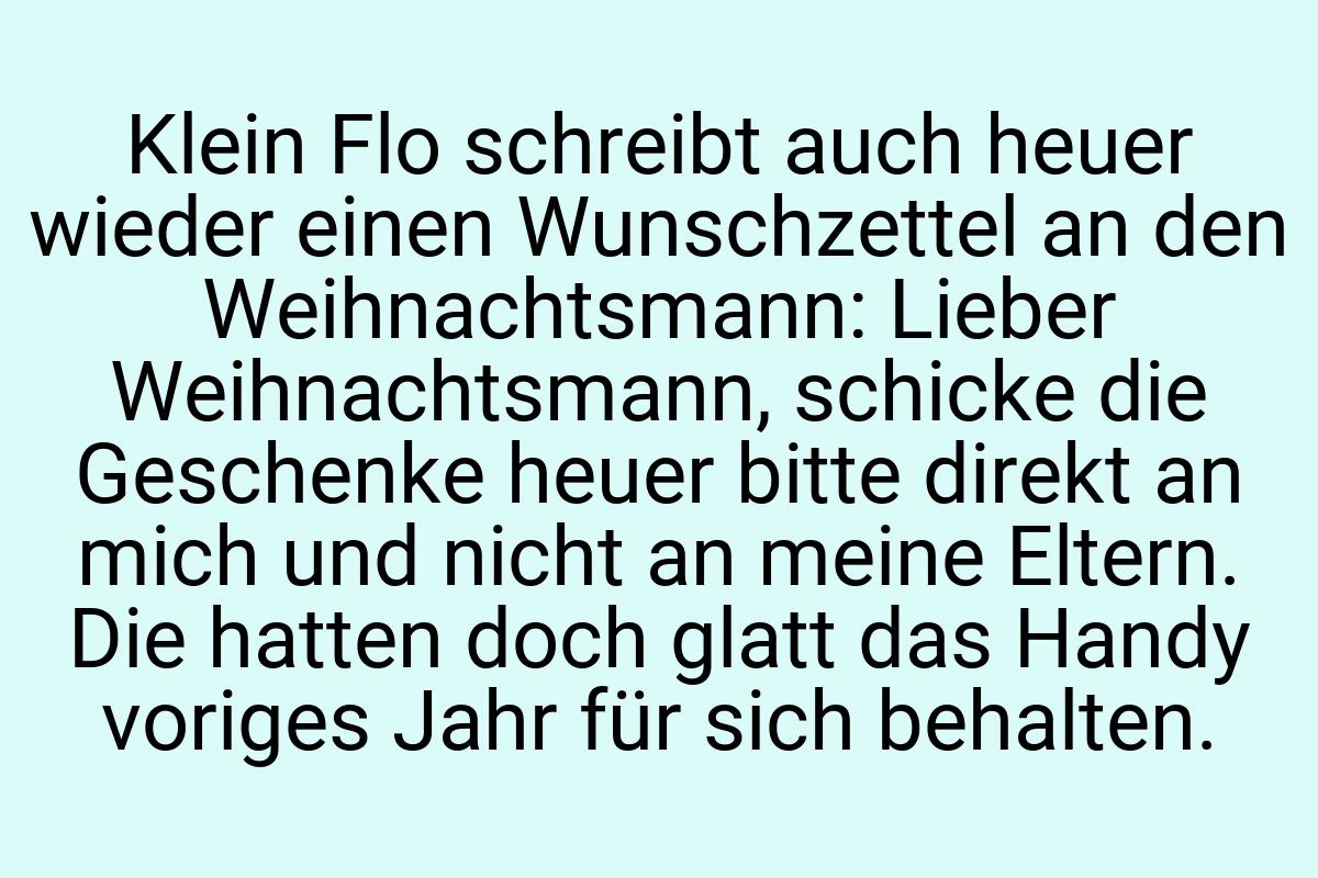 Klein Flo schreibt auch heuer wieder einen Wunschzettel an