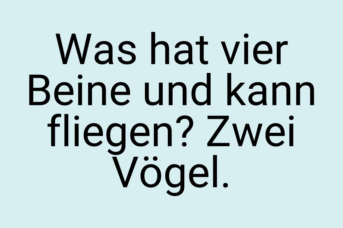 Was hat vier Beine und kann fliegen? Zwei Vögel