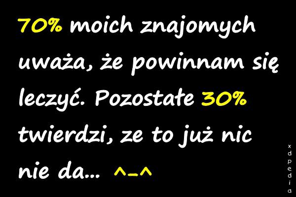 70% moich znajomych uważa, że powinnam się leczyć