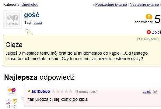 A:Jakieś 3 miesiące temu mój brat dolał mi domestos do