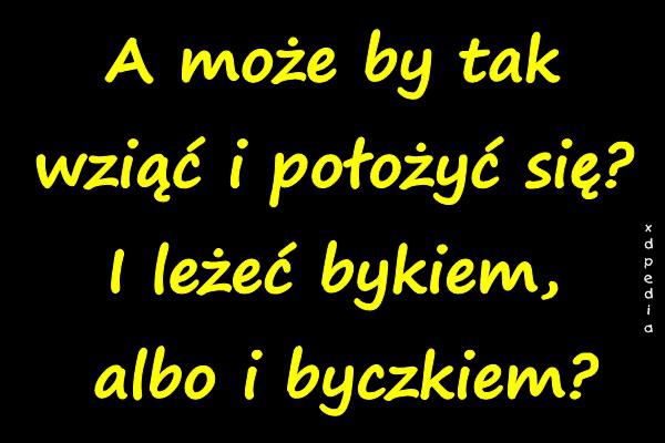 A może by tak wziąć i położyć się? I leżeć bykiem, albo i