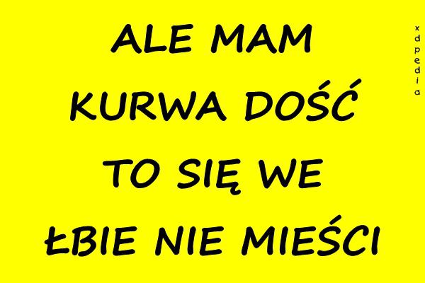 ALE MAM KURWA DOŚĆ TO SIĘ WE ŁBIE NIE MIEŚCI