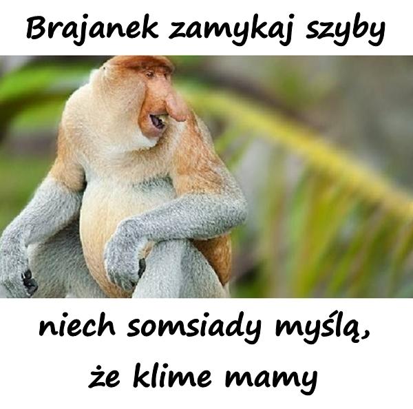 Brajanek zamykaj szyby, niech somsiady myślą, że klime mamy