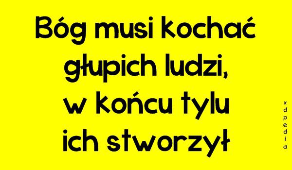 Bóg musi kochać głupich ludzi, w końcu tylu ich stworzył