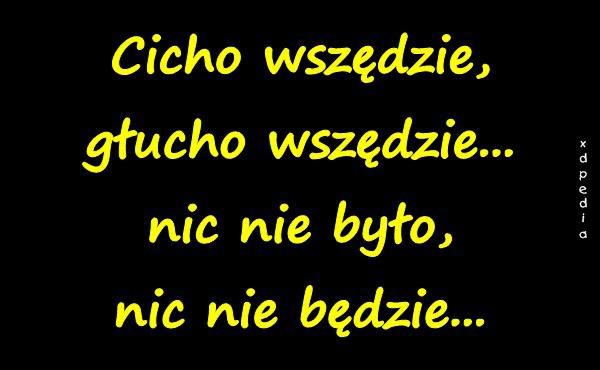 Cicho wszędzie, głucho wszędzie... nic nie było, nic nie