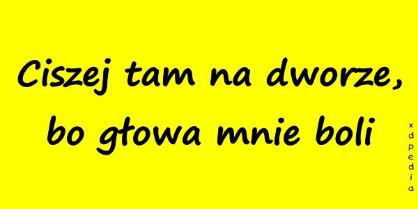 Ciszej tam na dworze, bo głowa mnie boli