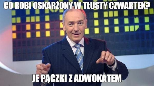 Co robi oskarżony w Tłusty Czwartek? Je pączki z adwokatem