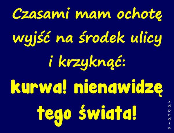 Czasami mam ochotę wyjść na środek ulicy i krzyknąć