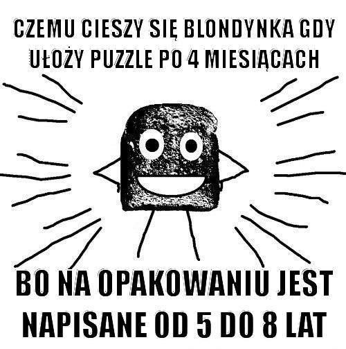 Czemu cieszy się blondynka, gdy ułoży puzzle po