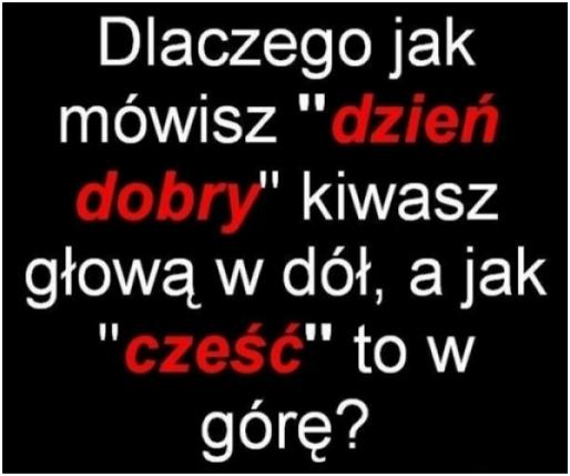 Dlaczego jak mówisz: - dzień dobry kiwasz głową w dół, a